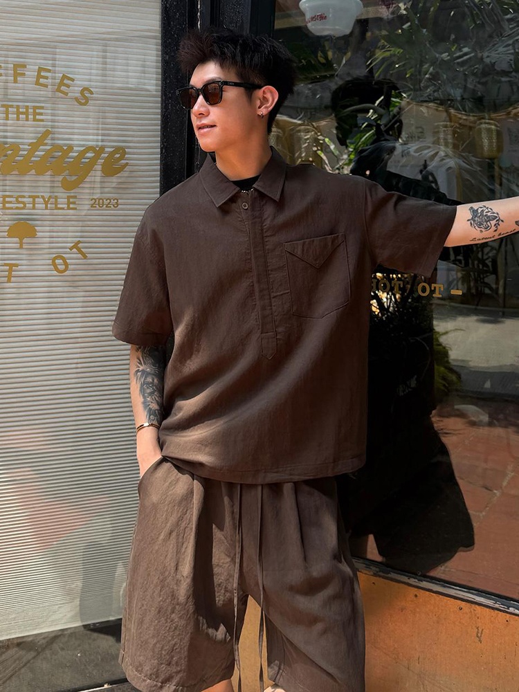 Linen Shirt Breathable - Ensemble chemise et short en lin