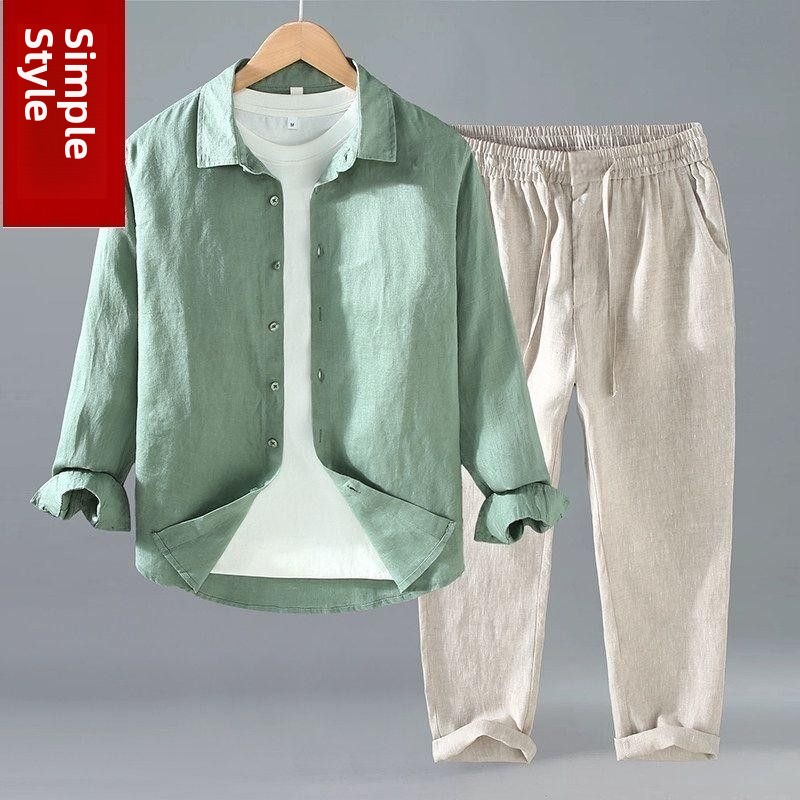 Linen Shirt Breathable - Ensemble deux pièces en lin ample