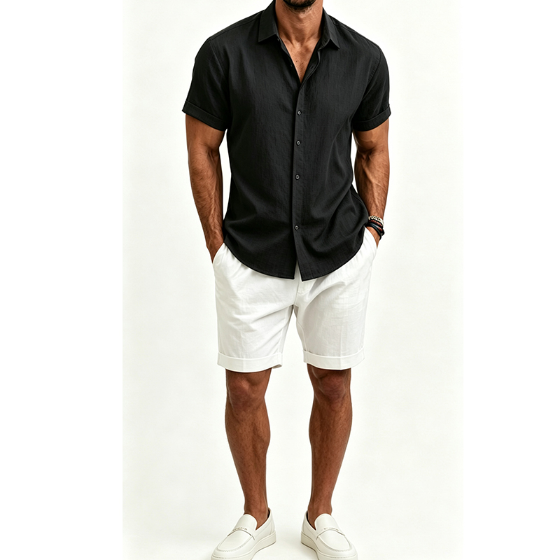 Ensemble chemise et short en c - Short Linen Drawstring avis et prix